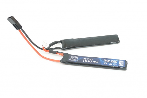 АКБ BlueMAX 7.4V Lipo 1100mAh 20C nunchuck 2х(5.2x21x102)  AUG, G36, М-серия цевье, MP40