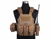 Жилет тактический койот Emerson LBT6094A style Plate Carrier w 3 pouches/CB500D EM7440CB