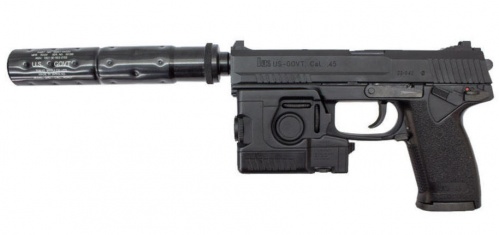 Модель пистолета (Tokyo Marui) MK-23 SOCOM GNB FULL SET (такт.фонарь,кейс, модератор) черный