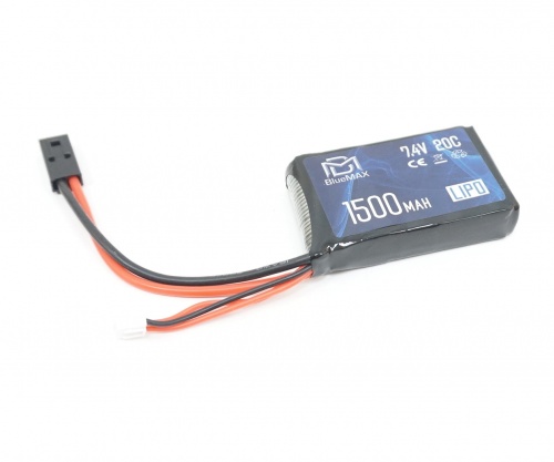 АКБ BlueMAX 7.4V Lipo 1500mAh 20C PEQ-type 16x43x65mm