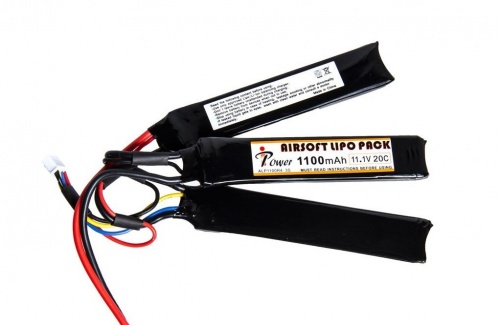 АКБ iPower 11.1V LiPO 1100mAh 20с ALP1100R4B-3S  6х21х103 x3 трехлепестковый - все типы с Т-кон-ом